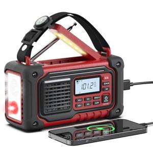 Emergency Weather Radio, AM/FM/SW/NOAA Hand Crank Radio with 10000mAH/37000mWh Portable Large Capacity, USB/Solar/Hand Crank Charging, AAA Battery Operated, SOS Alarm & Flashlight