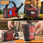 Emergency Weather Radio, AM/FM/SW/NOAA Hand Crank Radio with 10000mAH/37000mWh Portable Large Capacity, USB/Solar/Hand Crank Charging, AAA Battery Operated, SOS Alarm & Flashlight