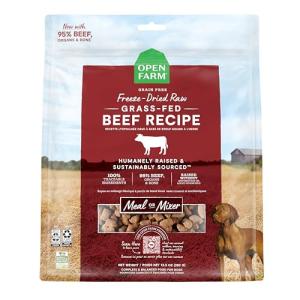 Open Farm, Freeze Dried Raw Dog Food, Morsels with 95% Meat, Organs & Bone, Organic Produce & Superfoods, Complete Meal or Freeze Dried Dog Food Topper, Grass-Fed Beef Recipe, 13.5oz Bag