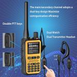Baofeng UV-5R Mini Radio Ham Radio Long Range Handheld Two Way Radio Dual PTT APP Programming NOAA Weather Receiver Longe Range Copy Frequency 999CH with Type-C Charging Survival Radio（Yellow）