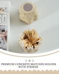DINLiAN S Concrete Match Holder with Striker-Beautiful Petal Shape Match in Jar-for Cute/Fancy/Long Candle Matches,Refresh Any Modern Home Decor with Premium floral Jar-No Matches (milky beige)