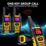 Radioddity HD-1 IP67 Waterproof Floating Walkie Talkies, Heavy Duty Long Range Two Way Radio w/ 2400mAh Battery One-Key Group Call, Vibrate Alert, SOS, Dual PTT, for Construction Hunting, 4 Packs