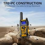 Radioddity HD-1 IP67 Waterproof Floating Walkie Talkies, Heavy Duty Long Range Two Way Radio w/ 2400mAh Battery One-Key Group Call, Vibrate Alert, SOS, Dual PTT, for Construction Hunting, 4 Packs