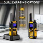 Radioddity HD-1 IP67 Waterproof Floating Walkie Talkies, Heavy Duty Long Range Two Way Radio w/ 2400mAh Battery One-Key Group Call, Vibrate Alert, SOS, Dual PTT, for Construction Hunting, 4 Packs