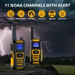 Radioddity HD-1 IP67 Waterproof Floating Walkie Talkies, Heavy Duty Long Range Two Way Radio w/ 2400mAh Battery One-Key Group Call, Vibrate Alert, SOS, Dual PTT, for Construction Hunting, 4 Packs