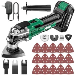 KIMO 20V Cordless Oscillating Tool Kit with 26-Pcs Accessories, Max 21000 OPM, 6 Variable Speed & 3° Oscillating Angle, Battery Powered Oscillating Multi-Tool for Cutting Wood/Nailing/Scraping/Sanding