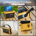 NOAA Weather Radio-12000mAh/44400mWh AM/FM Emergency Portable Radio with Solar Panel/Hand Crank/AC Input Rechargeable Battery and Flashlight SOS Siren Lamp for Indoor/Outdoor Emergencies