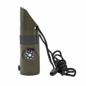 Emergency 7-in-1 Survival Whistle Kit:120dB Loud Safety Whistle with Compass,Thermometer, LED Light,Signal Mirror & Waterproof Case for Outdoor Adventures Fire Starter for Hiking/Camping/Water Safety