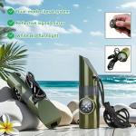 Emergency 7-in-1 Survival Whistle Kit:120dB Loud Safety Whistle with Compass,Thermometer, LED Light,Signal Mirror & Waterproof Case for Outdoor Adventures Fire Starter for Hiking/Camping/Water Safety