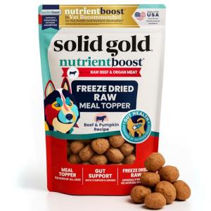 Solid Gold Freeze Dried Dog Food - W/Real Beef, Pumpkin & Superfoods - Freeze Dried Raw Dog Food Toppers for Picky Eaters to Serve as a Nutrient-Dense Meal Topper or High Protein Treats - 1.5oz