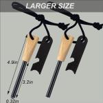 Fire Starter, Traditional Magnesium Ferro Rod, 20,000+ Strikes, Beech Handle, Survival Igniter with Neck Waxed Fire Tinder Paracord (28inch) & 6-in-1 Multi-Tool Striker-2 Packs