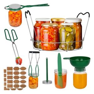 Toowood Canning Supplies Boxed Set, Canning kit, Stainless Steel CanningSet, Canning Supplies Starter kit, Jar Lifter, Folding Rack, Tongs, Multifunctional Canning Tools, Funnel for Mason Jars