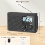 DreamSky AM FM Radio Portable - Shortwave Radio Battery Powered or Plug in Wall for Home Outdoor, Strong Reception, Large Dial Easy to Use, Digital Time Display, Transistor Antenna, Seniors Small Gfit