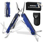 WORKPRO 18-in-1 Multi Tool Pliers, Gifts for Dad, Stainless Steel EDC Multitool with Pocket Knife, 2 Safety Locks, Belt Clip and Oxford Pouch, Multipurpose Utility Multiuse Tool for Outdoor Activities