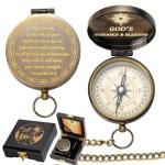 Trust in The Lord Compass - Proverbs 3: 5-6 Engraved Compasses, Wood Box Greeting, Inspirational Gift Men, Christian Boys Baptism Gifts, Graduation Day with Wooden Box
