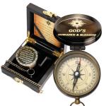 Trust in The Lord Compass - Proverbs 3: 5-6 Engraved Compasses, Wood Box Greeting, Inspirational Gift Men, Christian Boys Baptism Gifts, Graduation Day with Wooden Box