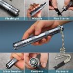 Camping Survival Kits, 9 in 1 Multitool Survival Kit with Flashlight, Fire Starter, Whistle, Glass Breaker, Compass, Paracord, EDC Stocking Stuffers and Gifts for Men Women (Gray)