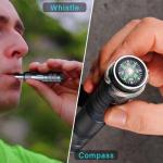 Camping Survival Kits, 9 in 1 Multitool Survival Kit with Flashlight, Fire Starter, Whistle, Glass Breaker, Compass, Paracord, EDC Stocking Stuffers and Gifts for Men Women (Gray)