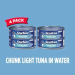 StarKist Chunk Light Tuna in Water, 5 oz (4 Pack) Canned Tuna Fish, Wild Caught, Gluten Free, Ready to Eat, Perfect for Salads, Keto Meals and Snacks, with 20g Protein & 90 Calories Per Serving