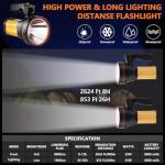 CSNDICE Flashlights High Lumens Rechargeable, 8000LM LED Rechargeable Flashlight, IP65 Waterproof Linterna Recargable, 6000mAh Long Lasting Flashlights for Home, Camping, Boat, Farm Use.(Gold)