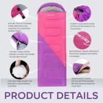 Clostnature Sleeping Bag for Adults and Kids - Lightweight Camping Sleeping Bag for Girls, Boys, Youths, Ultralight Backpacking Sleeping Bags for Cold Weather - Compression Sack Included(Right Zipper)