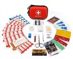 Mini First Aid Kit, 100 Pieces Water-Resistant Hard Shell Small Case - Perfect for Travel, Outdoor, Home, Office, Camping, Hiking, Car (Red)