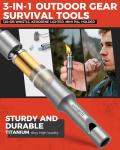 IUMIUN 3-in-1 Fire Starter Survival Tool -Titanium Emergency Whistle, Kerosene Lighter & Mini Pill Holder, IPX8 Water-Resistant, Dust-Resistant, Compact for Hiking, Camping, Rescue(Fuel not Included)
