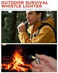 IUMIUN 3-in-1 Fire Starter Survival Tool -Titanium Emergency Whistle, Kerosene Lighter & Mini Pill Holder, IPX8 Water-Resistant, Dust-Resistant, Compact for Hiking, Camping, Rescue(Fuel not Included)