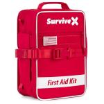 SurviveX Large First Aid Kit for Car, Travel & Home - Emergency Kit for Hiking, Camping, Backpacking and Outdoors - Includes Zip Stitch Wound Closure Strips - FSA HSA Approved