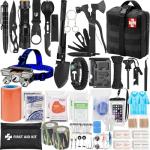 GPUSFAK Emergency Survival Kit, Camping First Aid Survival Kit with Molle Pouch for Earthquake Preparedness Outdoor Adventure, Black