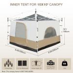 REDCAMP Canopy Camping Tent for Pop Up Canopy Tent, Inner Tent with Mesh Window, Converts Straight Leg 10'x10' or 10'x20' Canopy into Camping Tent, Fits 4-6 Person, Khaki(Frame/Shelter NOT Included)