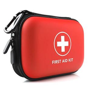 Mini First Aid Kit, 100 Pieces Water-Resistant Hard Shell Small Case - Perfect for Travel, Outdoor, Home, Office, Camping, Hiking, Car (Red)