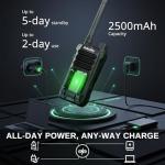 Radioddity X1 Walkie Talkies Long Range, IP67 Waterproof Heavy Duty FRS Two Way Radios with Noise Reduction, Recording, NOAA Scan & Alert, VOX, SOS, 2500mAh USB-C for Hiking Job Site, 2 Pack