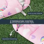 Wake In Cloud - Kids Sleeping Bag for Girls Toddlers, Camping in Warm Cold Weather, Backpacking Lightweight Compact Outdoor Liner for 3 Seasons Summer Spring Fall, Unicorn Rainbow Pink