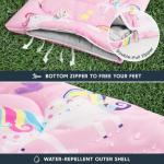 Wake In Cloud - Kids Sleeping Bag for Girls Toddlers, Camping in Warm Cold Weather, Backpacking Lightweight Compact Outdoor Liner for 3 Seasons Summer Spring Fall, Unicorn Rainbow Pink