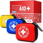 EVERLIT CARE Mini-Aid Kits | Portable, Lightweight, Water-Resistant Case with Travel-Friendly Carabiners | Bulk 180 Pcs First Aid Items for School, Work, Outdoor, Camping, Home & Office | Pack of 3