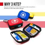 EVERLIT CARE Mini-Aid Kits | Portable, Lightweight, Water-Resistant Case with Travel-Friendly Carabiners | Bulk 180 Pcs First Aid Items for School, Work, Outdoor, Camping, Home & Office | Pack of 3