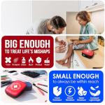 EVERLIT CARE Mini-Aid Kits | Portable, Lightweight, Water-Resistant Case with Travel-Friendly Carabiners | Bulk 180 Pcs First Aid Items for School, Work, Outdoor, Camping, Home & Office | Pack of 3