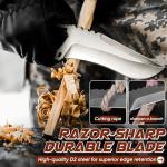 Purple Dragon Tactical Knife with Kydex Sheath - D2 Steel Survival Knives for Camping, Bushcraft - Ergonomic G10 Handle Outdoor Survival Gear Gift for Men(Black)