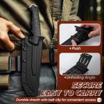 Purple Dragon Tactical Knife with Kydex Sheath - D2 Steel Survival Knives for Camping, Bushcraft - Ergonomic G10 Handle Outdoor Survival Gear Gift for Men(Black)