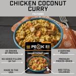 Peak Refuel Chicken Coconut Curry | Freeze Dried Backpacking and Camping Food | Amazing Taste & Quality | High Protein | Real Meat | Quick Prep (2 Serving Pouch)