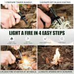 Nihtdoy Ferro Rod Fire Starter – Carbon Steel Striker & Compass-Integrated Wooden Handle | Flint and Steel Survival Tool for Camping, Hiking, Emergency