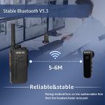 Retevis RB37 Bluetooth Walkie Talkies, Bluetooth Two Way Radio with Wireless Earpiece, Flashlight, 2000 mAh&120h Standby, Type-C, 9-Level VOX&Squelch, for School Hospital Retail Manufacture (4 Pack)