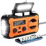 Hand Crank Emergency Radio, 10000mAh Weather Radio with AM/FM/NOAA, Solar Prower, SOS Alarm, Phone Charging, LED Flashlight, Portable Survival Gear for Outdoor & Home Emergencies Kits, Orange