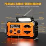 Hand Crank Emergency Radio, 10000mAh Weather Radio with AM/FM/NOAA, Solar Prower, SOS Alarm, Phone Charging, LED Flashlight, Portable Survival Gear for Outdoor & Home Emergencies Kits, Orange