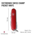 Victorinox Swiss Champ Swiss Army Knife, 33 Functions, Swiss Made Pocket Knife with Large Blade, Screwdriver, Chisel and Combination Pliers - Red