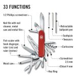 Victorinox Swiss Champ Swiss Army Knife, 33 Functions, Swiss Made Pocket Knife with Large Blade, Screwdriver, Chisel and Combination Pliers - Red