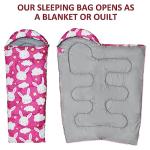 Kids Sleeping Bags - Camping Sleeping Bags with Carry Bag - Compact Sleeping Bag for Hiking, Backpacking 3 Season Warm & Cool Weather, Lightweight Waterproof Outdoor Travel for Boys Girls (Pink)
