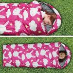 Kids Sleeping Bags - Camping Sleeping Bags with Carry Bag - Compact Sleeping Bag for Hiking, Backpacking 3 Season Warm & Cool Weather, Lightweight Waterproof Outdoor Travel for Boys Girls (Pink)