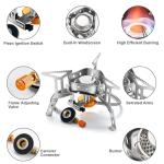 Odoland 3500W Windproof Camp Stove Camping Gas Stove with Fuel Canister Adapter, Piezo Ignition, Carry Case, Portable Collapsible Stove Burner for Outdoor Backpacking Hiking and Picnic